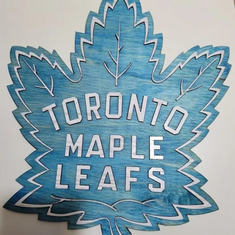 Engraved Oak Toronto Maple Leafs Wood Sign in Stained/Natural
