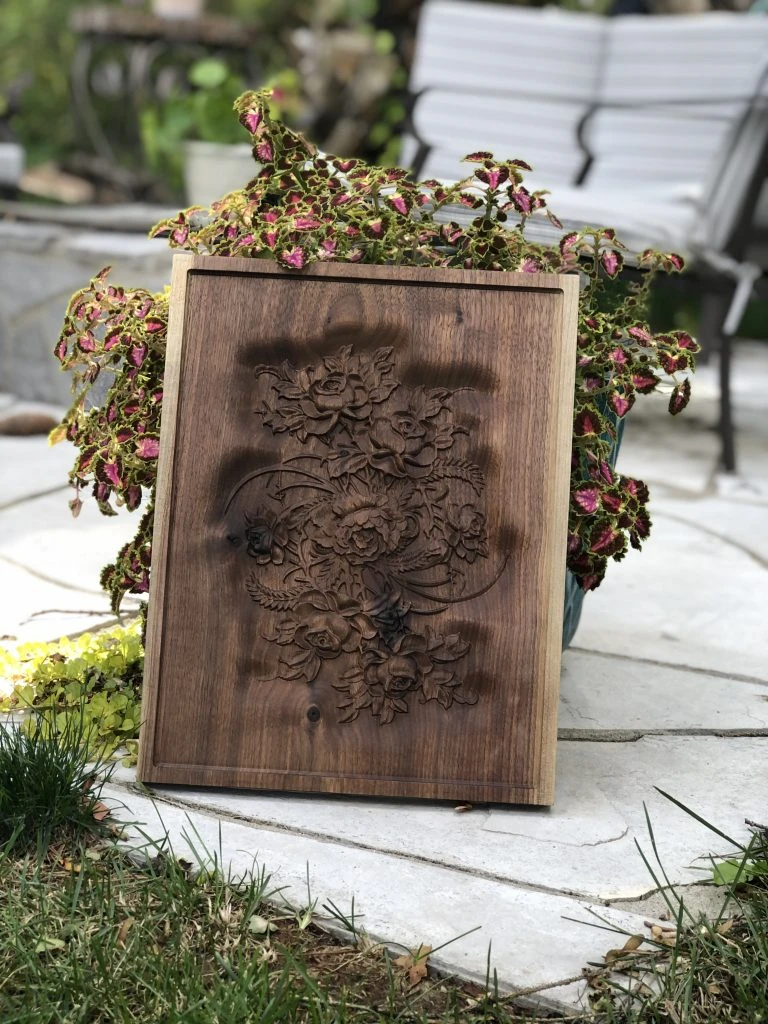 Rose Carving on Walnut
